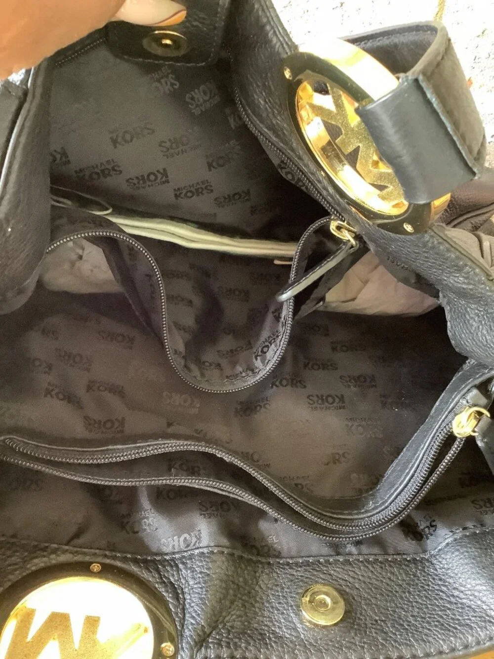 Michael Kors Black Fulton Pebbled Leather Hobo Bag